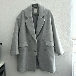 Abercrombie Wool Blend Oversized Boxy Grey Coat, size Small